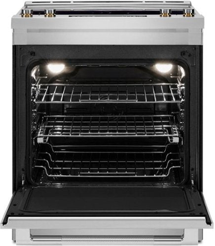 JennAir - 30 in. Wide 5 Elements RISE 6.2 Cu. Ft. Downdraft Slide-In Electric Convection Range with Dual-Choice Element - Stainless Steel