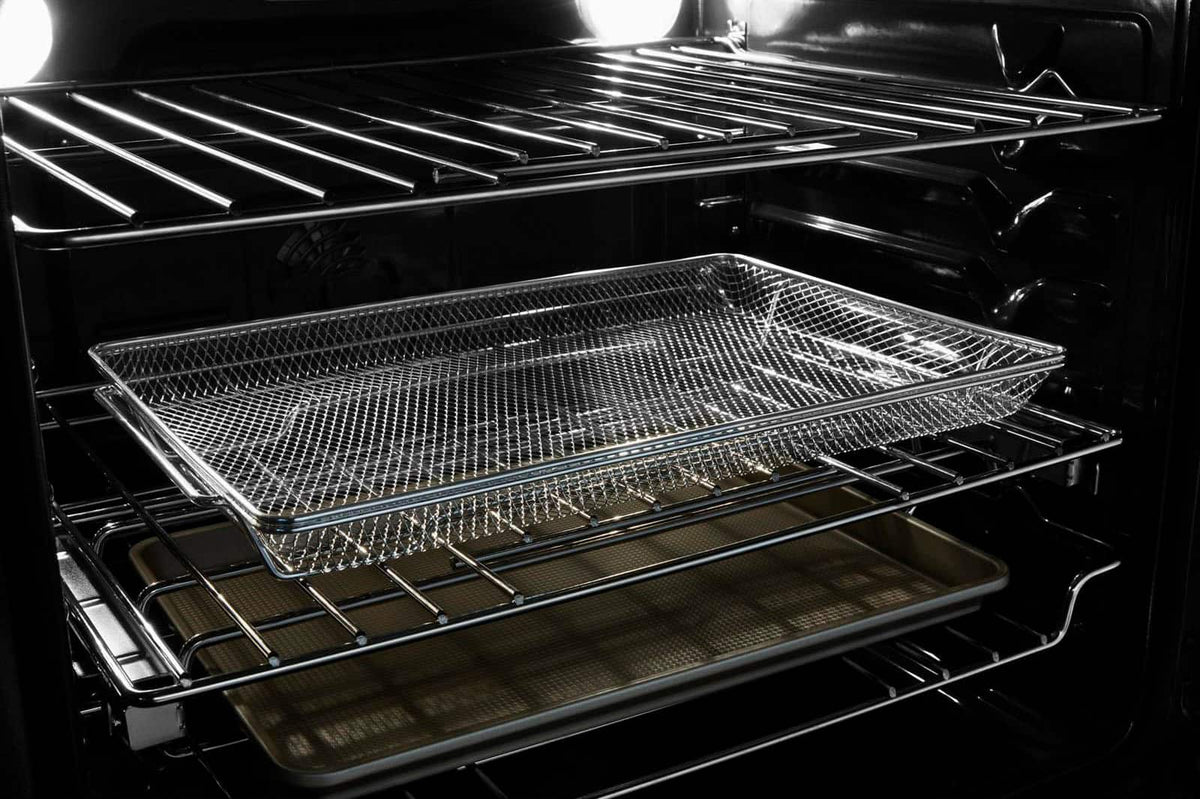 JennAir - 30 in. Wide 5 Burner 5.8 Cu. Ft. Slide-In Gas Convection Range with Self-cleaning and Air Fry - Stainless Steel