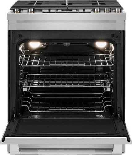 JennAir - 30 in. Wide 5 Burner 5.8 Cu. Ft. Slide-In Gas Convection Range with Self-cleaning and Air Fry - Stainless Steel