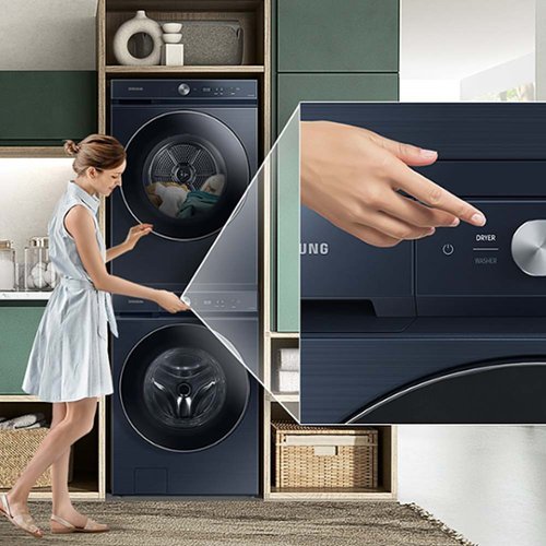 Samsung - Stacking and Multi-Control Combo Kit for Bespoke Hybrid Heat Pump Dryer - Brushed Navy