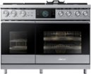 Dacor - 48 in. Wide 6 Burner Contemporary 6.6 Cu. Ft. Slide-In Double Oven Dual Fuel Four-Part Pure Convection Range - Silver Stainless Steel