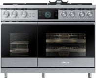 Dacor - 48 in. Wide 6 Burner Contemporary 6.6 Cu. Ft. Slide-In Double Oven Dual Fuel Four-Part Pure Convection Range - Silver Stainless Steel