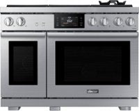 Dacor - 48 in. Wide 6 Burner Transitional 8.8 Cu. Ft. Slide-In Dual Fuel Four-Part Pure Convection Range with GreenClean - Silver Stainless Steel