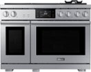 Dacor - 48 in. Wide 6 Burner Transitional 8.8 Cu. Ft. Slide-In Dual Fuel Four-Part Pure Convection Range with GreenClean - Silver Stainless Steel