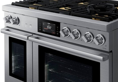 Dacor - 48 in. Wide 6 Burner Transitional 8.8 Cu. Ft. Slide-In Dual Fuel Four-Part Pure Convection Range with GreenClean - Silver Stainless Steel