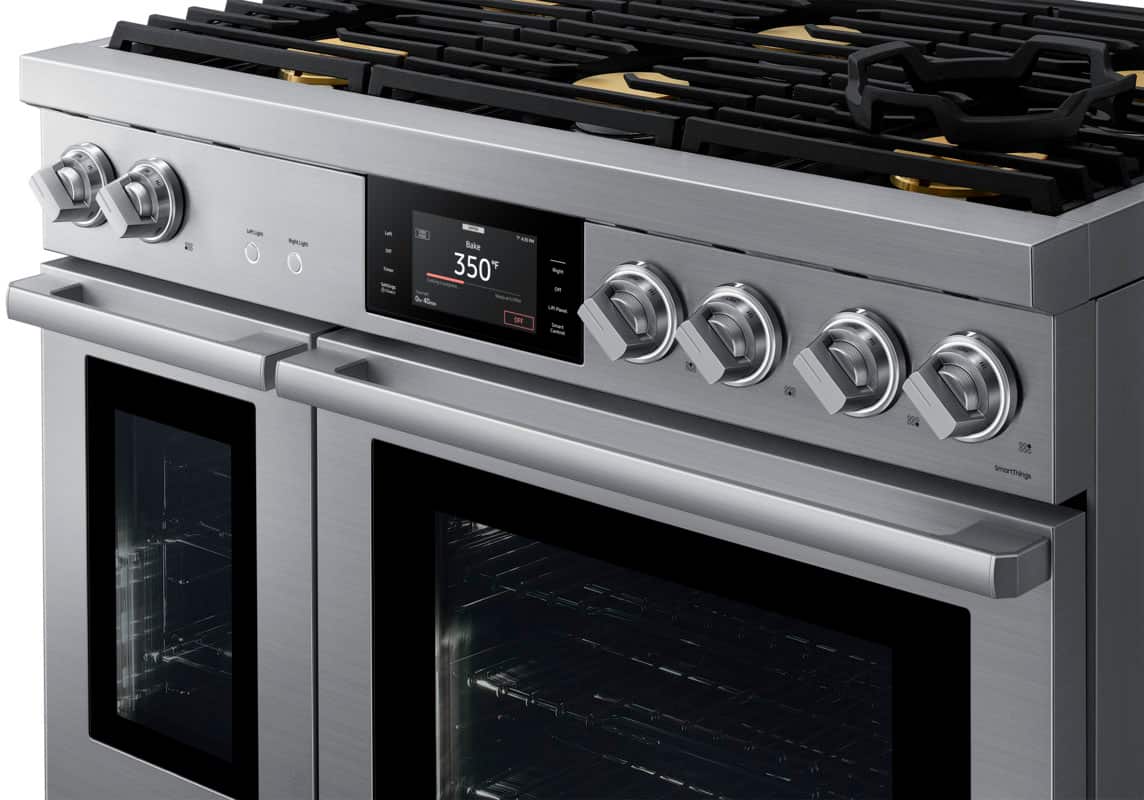 Dacor - 48 in. Wide 6 Burner Transitional 8.8 Cu. Ft. Slide-In Dual Fuel Four-Part Pure Convection Range with GreenClean - Silver Stainless Steel