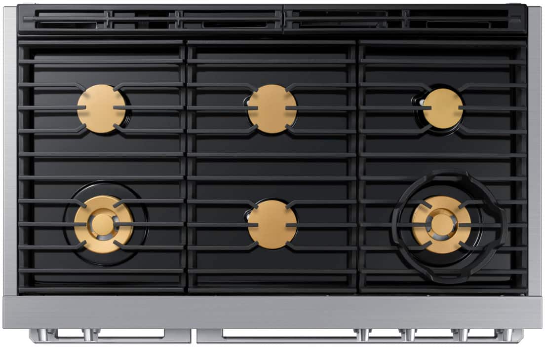 Dacor - 48 in. Wide 6 Burner Transitional 8.8 Cu. Ft. Slide-In Dual Fuel Four-Part Pure Convection Range with GreenClean - Silver Stainless Steel