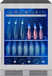 Zephyr - Presrv 24 in. 7-Bottle and 108-Can Single Zone Beverage Cooler - Stainless Steel/Glass