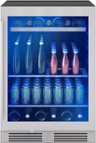 Zephyr - Presrv 24 in. 7-Bottle and 108-Can Single Zone Beverage Cooler - Stainless Steel/Glass