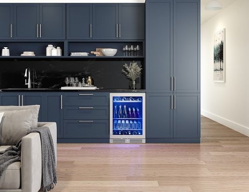 Zephyr - Presrv 24 in. 7-Bottle and 108-Can Single Zone Beverage Cooler - Stainless Steel/Glass