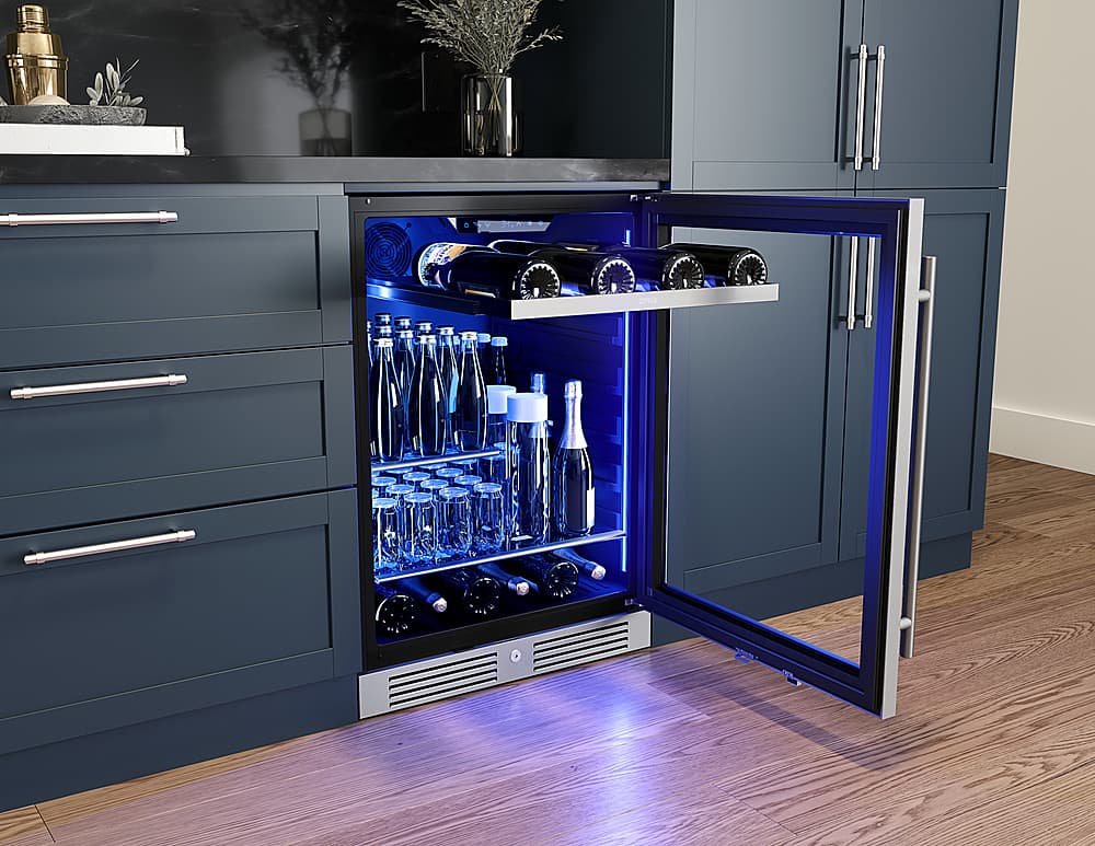 Zephyr - Presrv 24 in. 7-Bottle and 108-Can Single Zone Beverage Cooler - Stainless Steel/Glass
