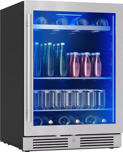 Zephyr - Presrv 24 in. 7-Bottle and 108-Can Single Zone Beverage Cooler - Stainless Steel/Glass