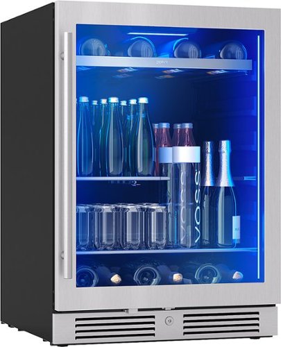 Zephyr - Presrv 24 in. 7-Bottle and 108-Can Single Zone Beverage Cooler - Stainless Steel/Glass