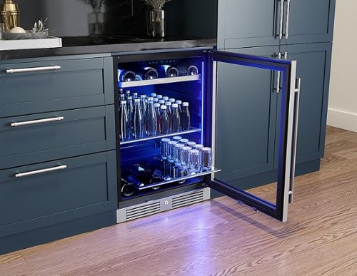 Zephyr - Presrv 24 in. 7-Bottle and 108-Can Single Zone Beverage Cooler - Stainless Steel/Glass