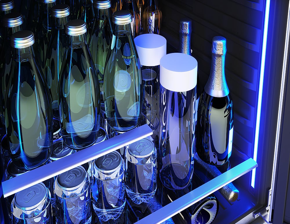 Zephyr - Presrv 24 in. 7-Bottle and 108-Can Single Zone Beverage Cooler - Stainless Steel/Glass