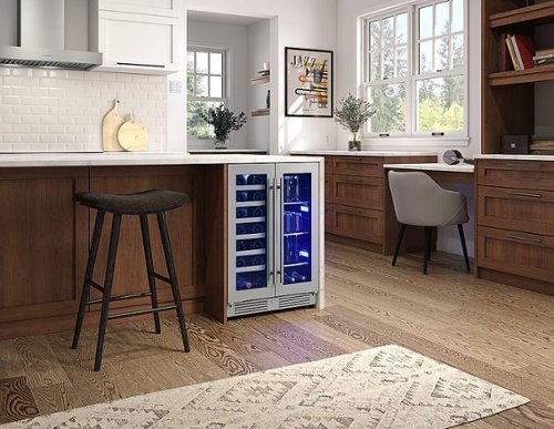 Zephyr - Presrv 24 in. 21-Bottle and 64-Can Wine and Beverage Cooler with Dual Temperature Zone and French Doors - Stainless Steel/Glass
