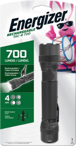 Energizer - TAC-R 700 Rechargeable Flashlight with Micro-USB Charging Cable - Black