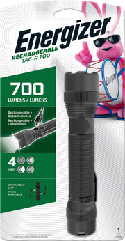 Energizer - TAC-R 700 Rechargeable Flashlight with Micro-USB Charging Cable - Black