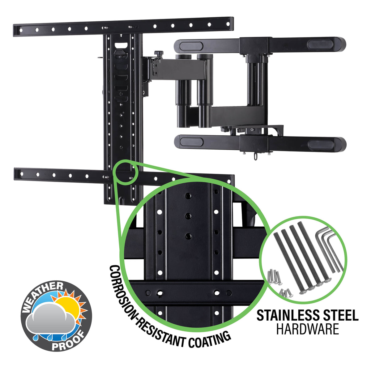 Sanus - Premium Outdoor Full-Motion Mount for TVs 40"-85" - Black
