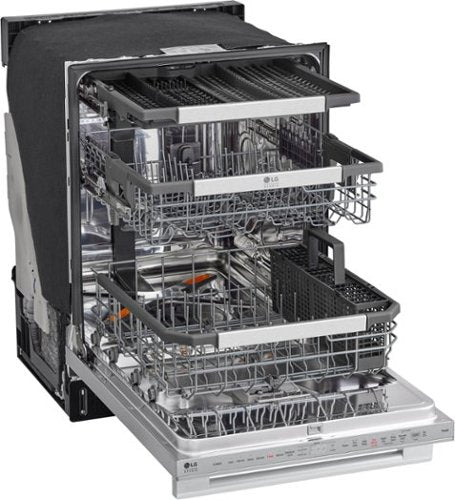 LG - STUDIO 24-in Top Control Smart Built-In Stainless Steel Tub Dishwasher with 3rd Rack, QuadWash Pro and 40dBA - Stainless Steel