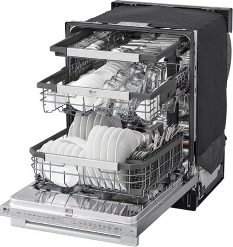 LG - STUDIO 24-in Top Control Smart Built-In Stainless Steel Tub Dishwasher with 3rd Rack, QuadWash Pro and 40dBA - Stainless Steel