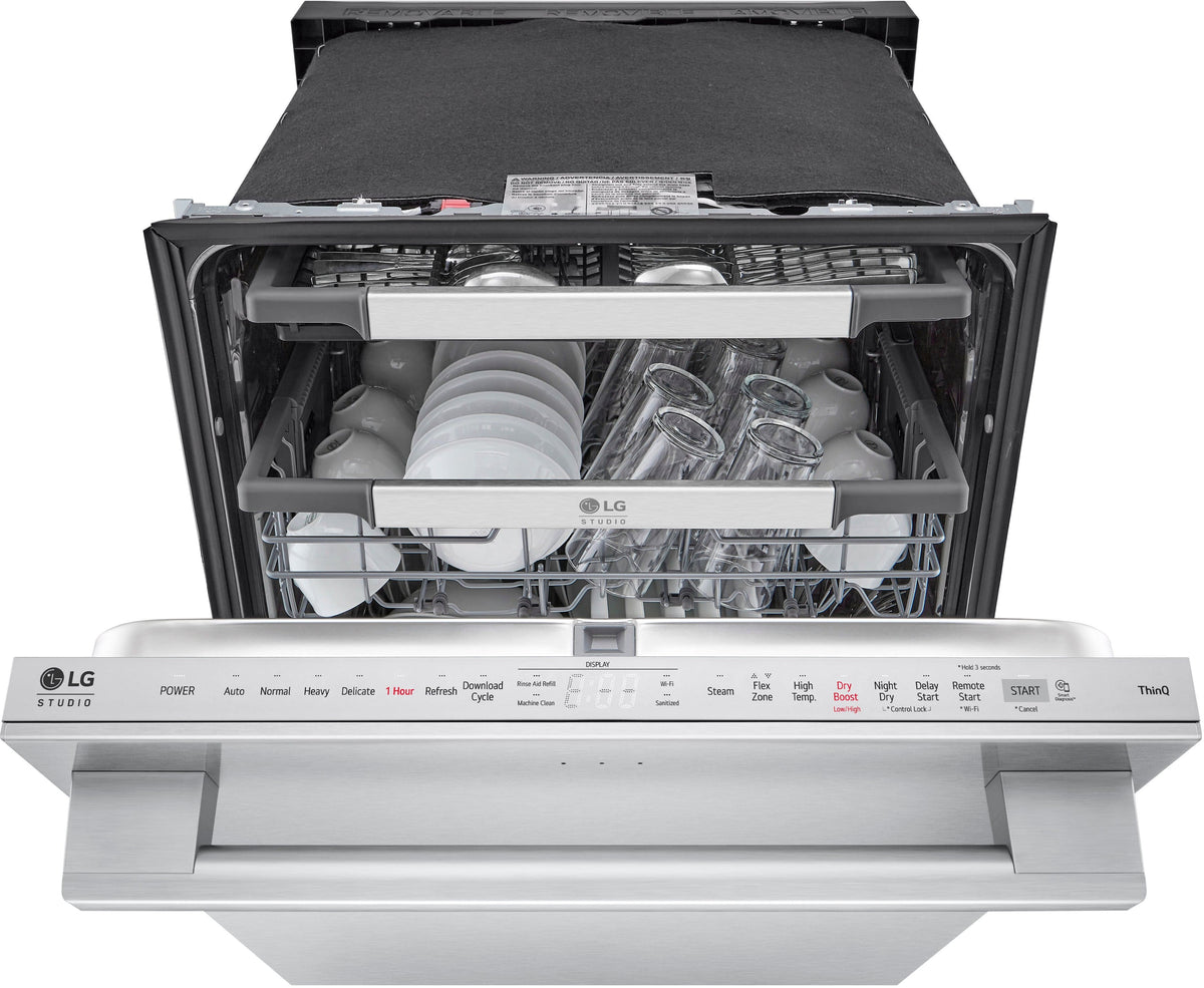 LG - STUDIO 24-in Top Control Smart Built-In Stainless Steel Tub Dishwasher with 3rd Rack, QuadWash Pro and 40dBA - Stainless Steel