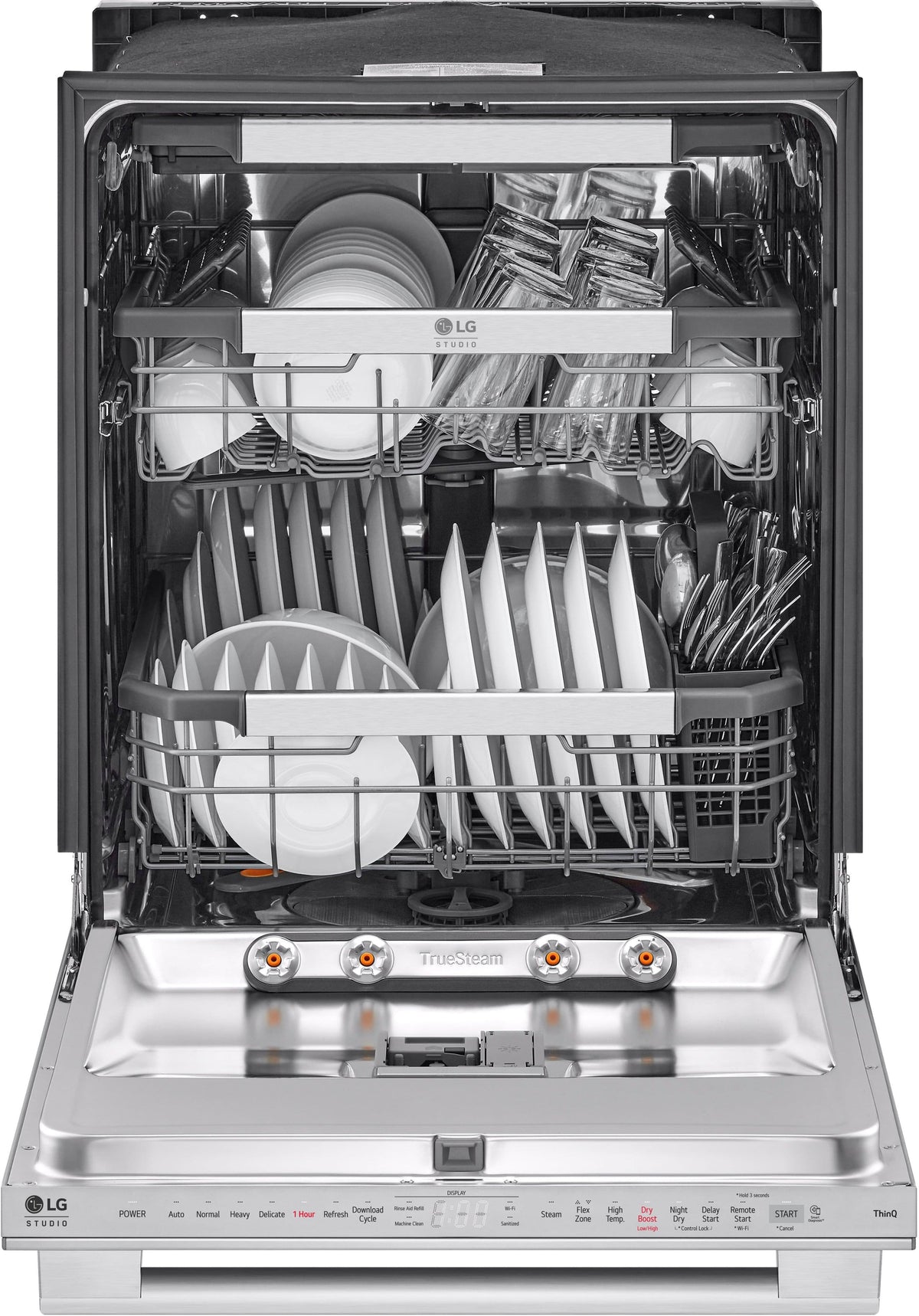 LG - STUDIO 24-in Top Control Smart Built-In Stainless Steel Tub Dishwasher with 3rd Rack, QuadWash Pro and 40dBA - Stainless Steel