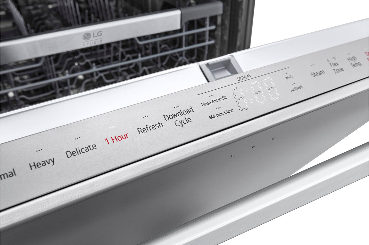 LG - STUDIO 24-in Top Control Smart Built-In Stainless Steel Tub Dishwasher with 3rd Rack, QuadWash Pro and 40dBA - Stainless Steel