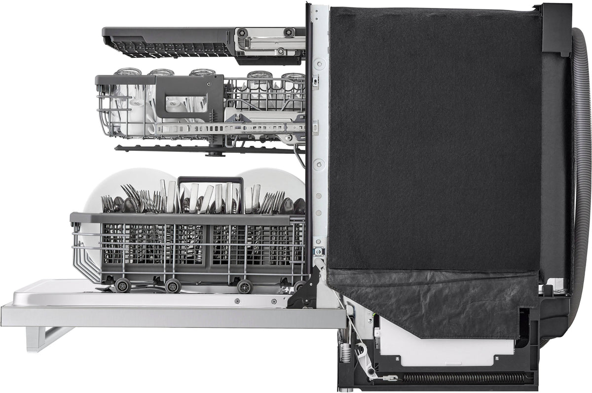 LG - STUDIO 24-in Top Control Smart Built-In Stainless Steel Tub Dishwasher with 3rd Rack, QuadWash Pro and 40dBA - Stainless Steel