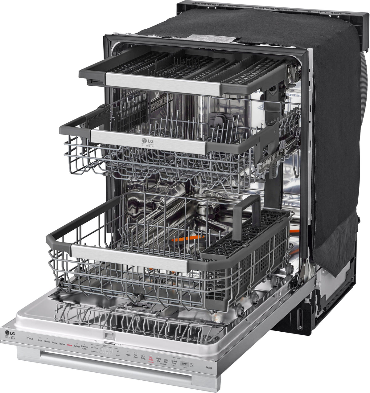 LG - STUDIO 24-in Top Control Smart Built-In Stainless Steel Tub Dishwasher with 3rd Rack, QuadWash Pro and 40dBA - Stainless Steel