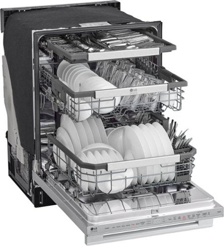 LG - STUDIO 24-in Top Control Smart Built-In Stainless Steel Tub Dishwasher with 3rd Rack, QuadWash Pro and 40dBA - Stainless Steel
