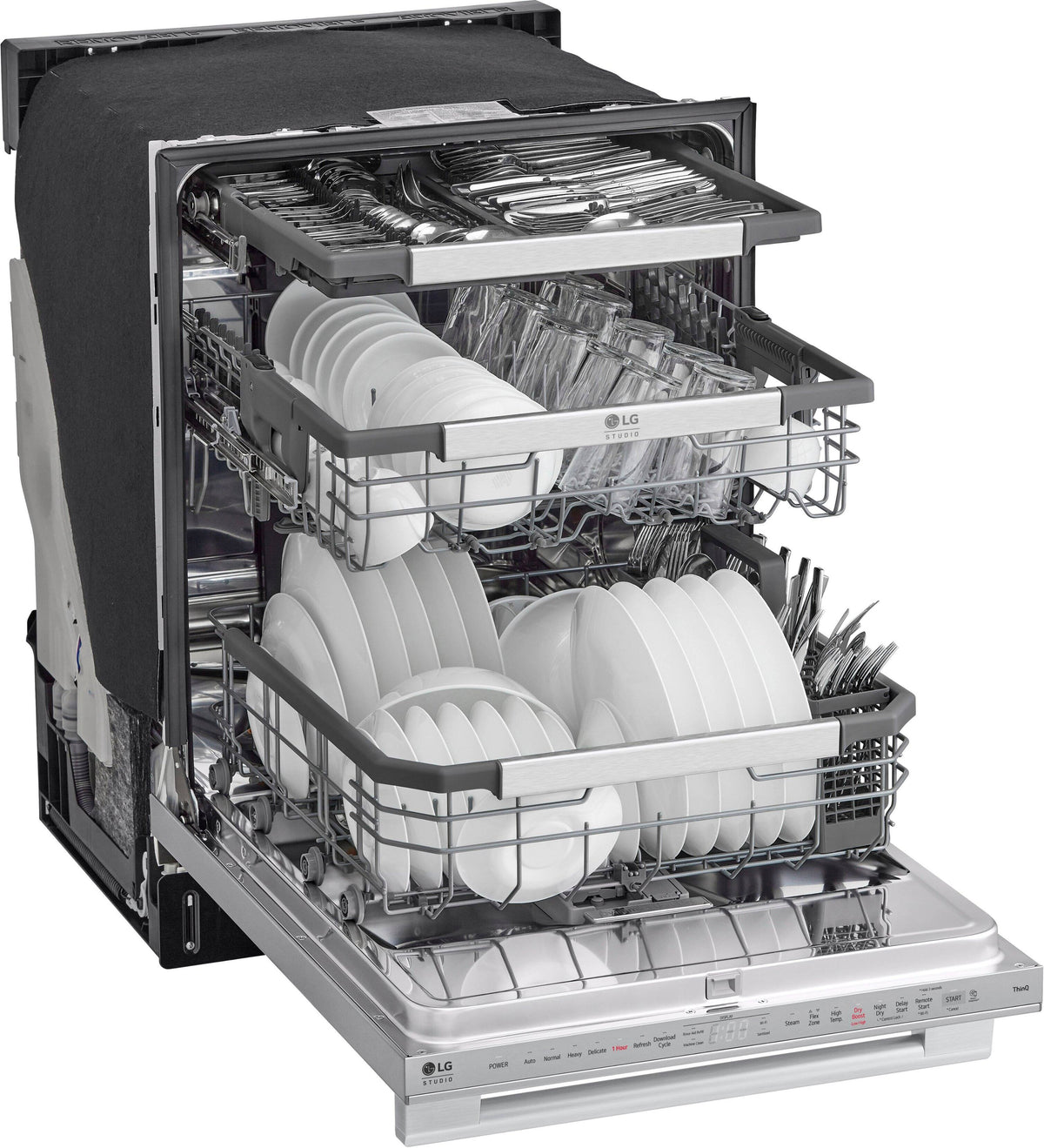 LG - STUDIO 24-in Top Control Smart Built-In Stainless Steel Tub Dishwasher with 3rd Rack, QuadWash Pro and 40dBA - Stainless Steel