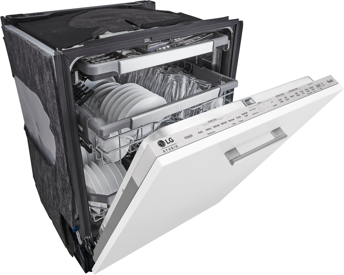 LG - STUDIO 24-in Top Control Smart Built-In Stainless Steel Tub Panel Ready Dishwasher with 3rd Rack, QuadWash, 45dBA - Gray