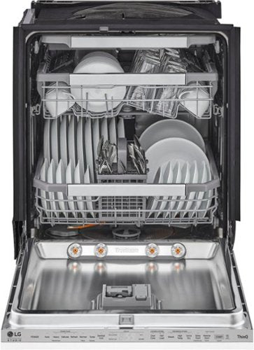 LG - STUDIO 24-in Top Control Smart Built-In Stainless Steel Tub Panel Ready Dishwasher with 3rd Rack, QuadWash, 45dBA - Gray