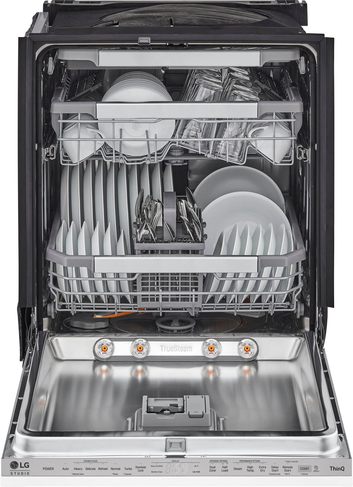 LG - STUDIO 24-in Top Control Smart Built-In Stainless Steel Tub Panel Ready Dishwasher with 3rd Rack, QuadWash, 45dBA - Gray