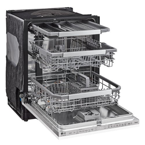 LG - STUDIO 24-in Top Control Smart Built-In Stainless Steel Tub Panel Ready Dishwasher with 3rd Rack, QuadWash, 45dBA - Gray