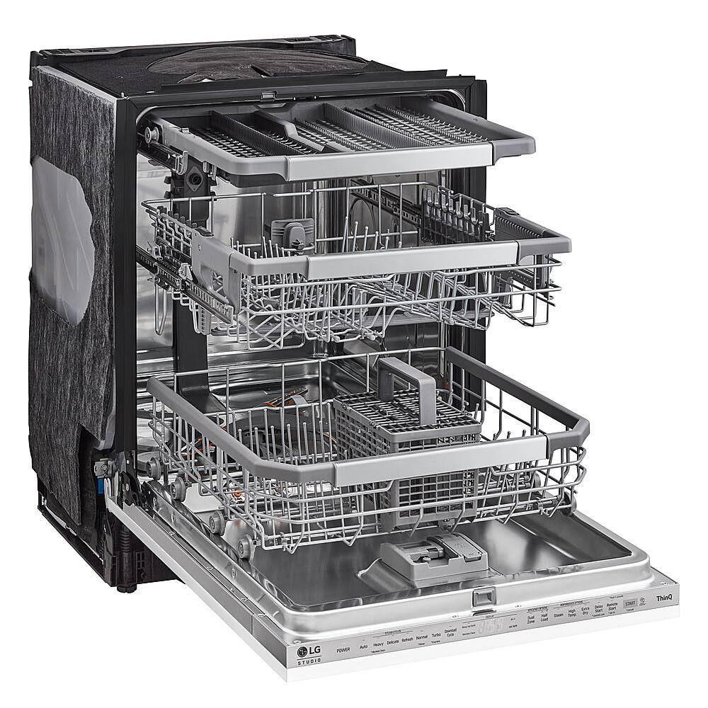 LG - STUDIO 24-in Top Control Smart Built-In Stainless Steel Tub Panel Ready Dishwasher with 3rd Rack, QuadWash, 45dBA - Gray