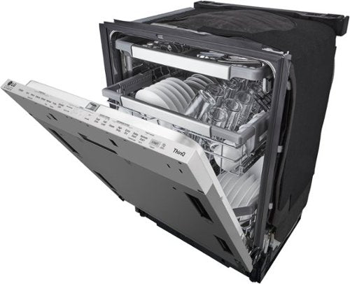 LG - STUDIO 24-in Top Control Smart Built-In Stainless Steel Tub Panel Ready Dishwasher with 3rd Rack, QuadWash, 45dBA - Gray