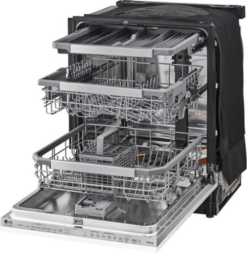 LG - STUDIO 24-in Top Control Smart Built-In Stainless Steel Tub Panel Ready Dishwasher with 3rd Rack, QuadWash, 45dBA - Gray