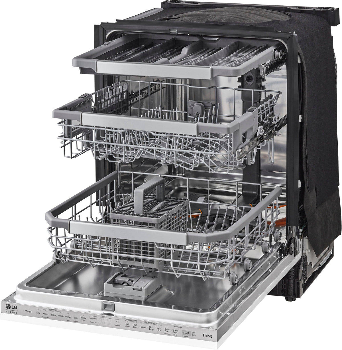 LG - STUDIO 24-in Top Control Smart Built-In Stainless Steel Tub Panel Ready Dishwasher with 3rd Rack, QuadWash, 45dBA - Gray