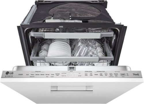 LG - STUDIO 24-in Top Control Smart Built-In Stainless Steel Tub Panel Ready Dishwasher with 3rd Rack, QuadWash, 45dBA - Gray