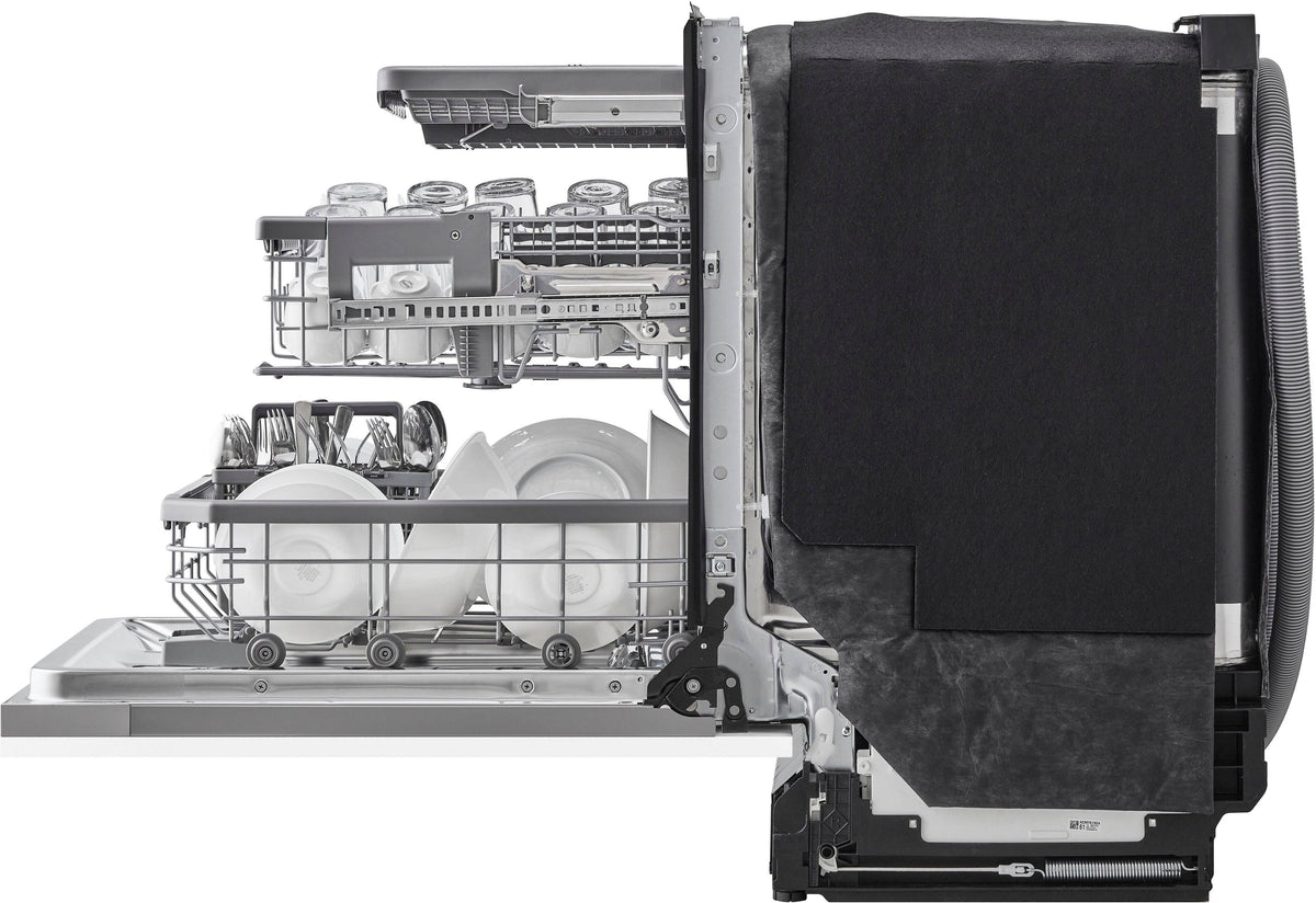 LG - STUDIO 24-in Top Control Smart Built-In Stainless Steel Tub Panel Ready Dishwasher with 3rd Rack, QuadWash, 45dBA - Gray