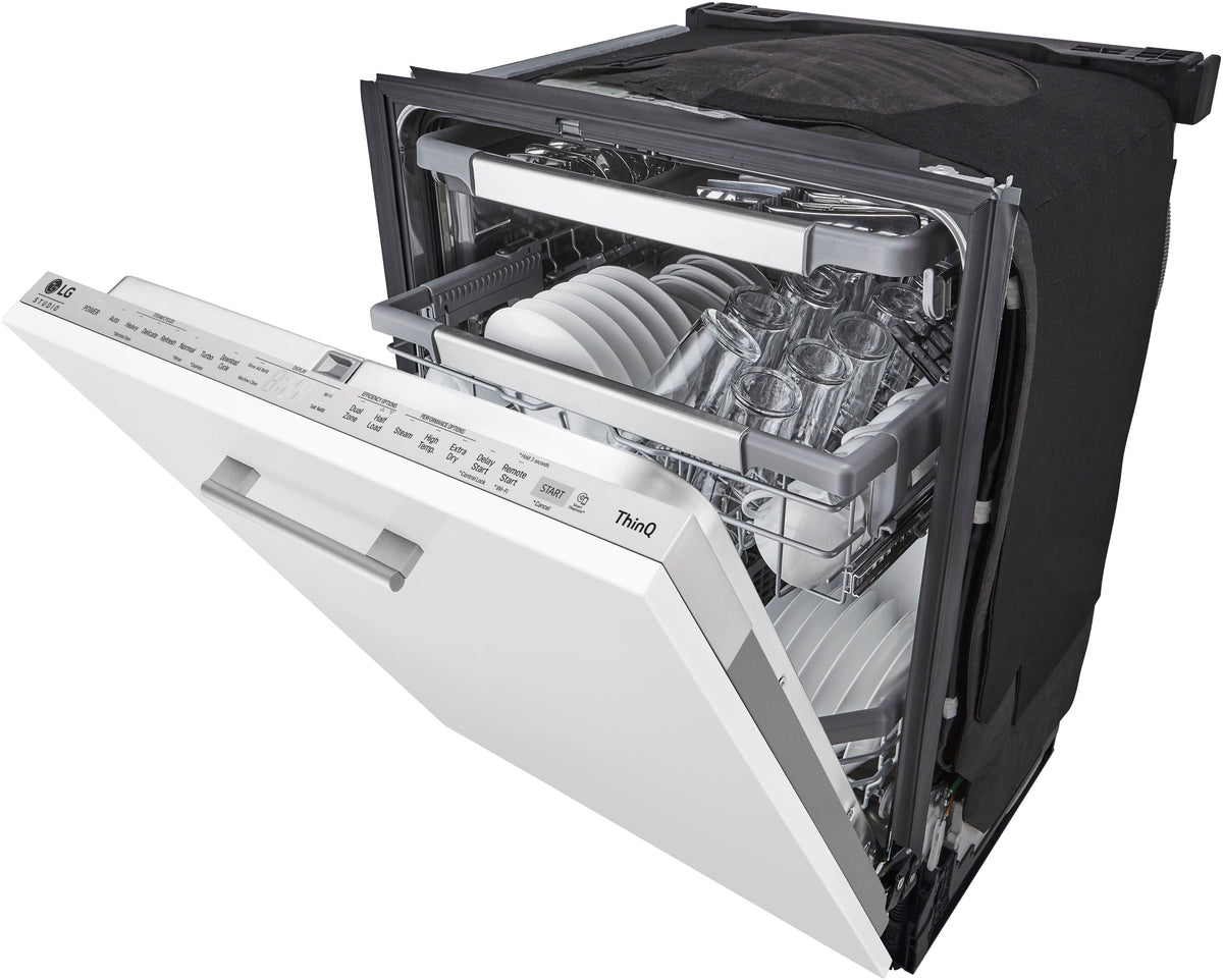 LG - STUDIO 24-in Top Control Smart Built-In Stainless Steel Tub Panel Ready Dishwasher with 3rd Rack, QuadWash, 45dBA - Gray