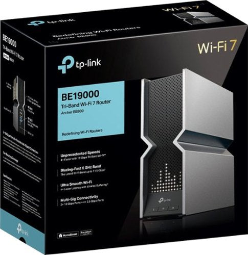 TP-Link - Archer BE19000 Tri-Band Wi-Fi 7 Router - Black