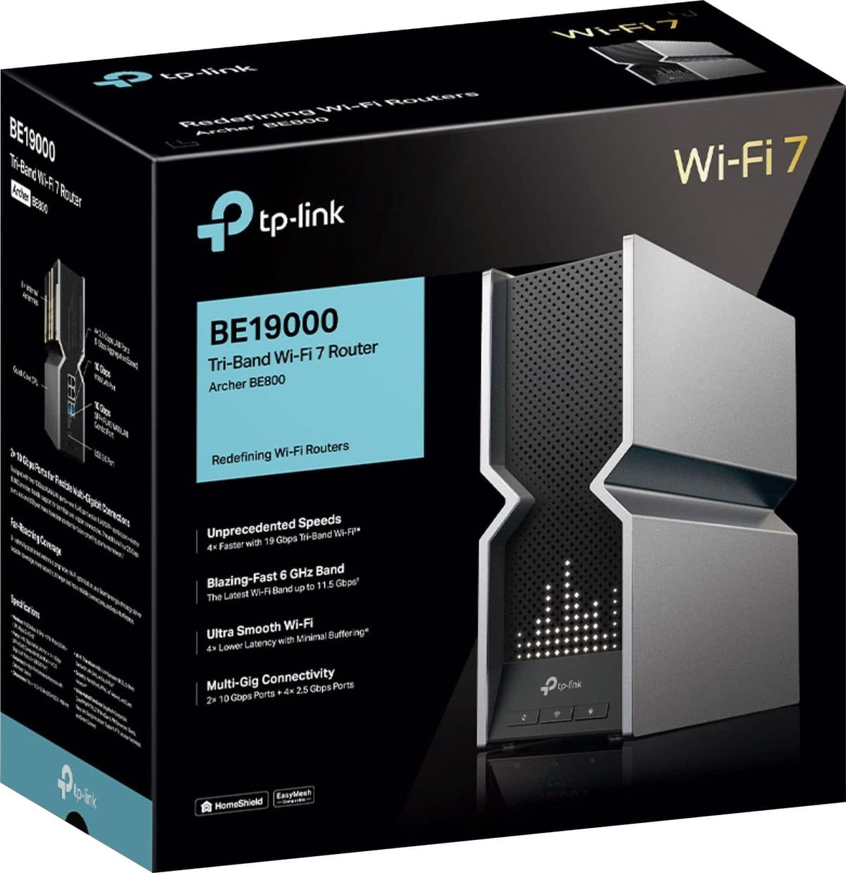 TP-Link - Archer BE19000 Tri-Band Wi-Fi 7 Router - Black