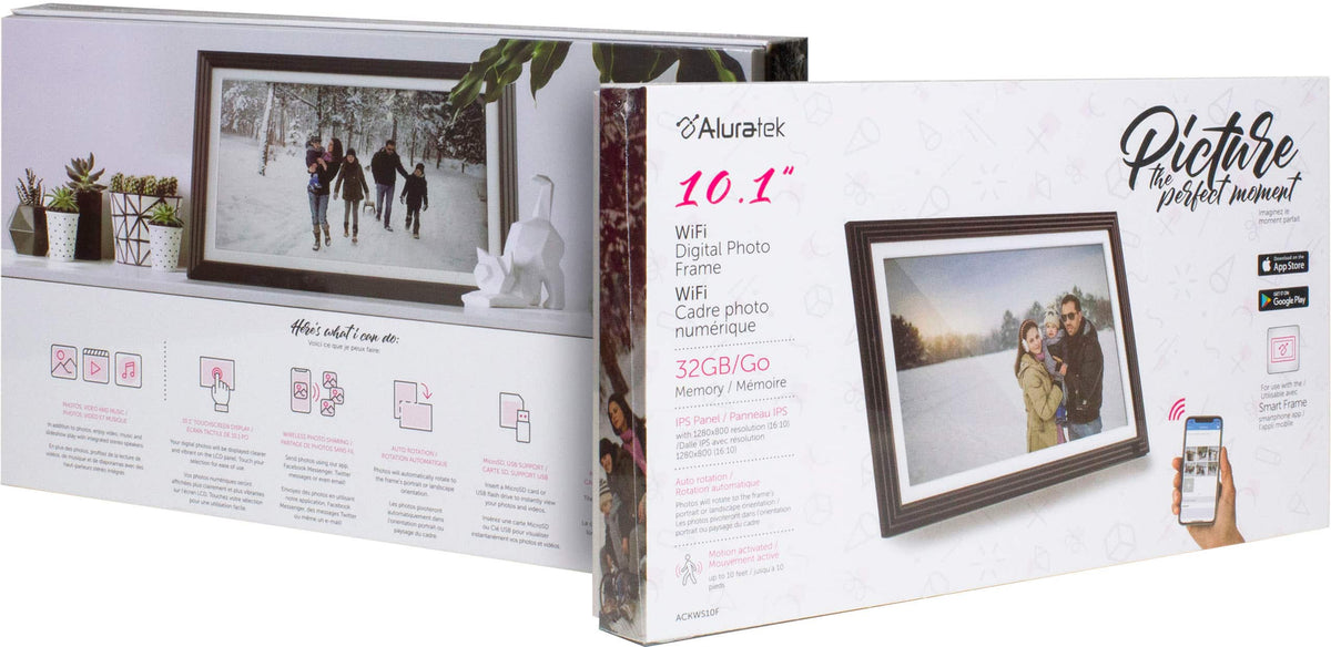 Aluratek - 10" IPS LCD Wi-Fi Touchscreen Digital Photo Frame - Black