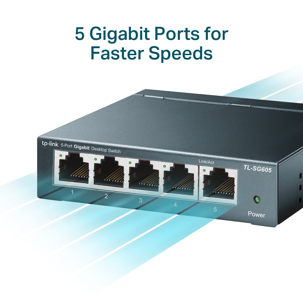 TP-Link - 5-Port 10/100/1000 Mbps Unmanaged Switch - Black