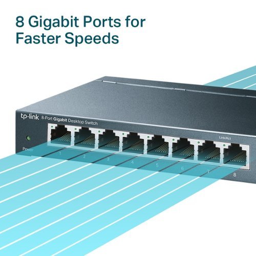 TP-Link - 8-Port 10/100/1000 Mbps Unmanaged Switch - Black