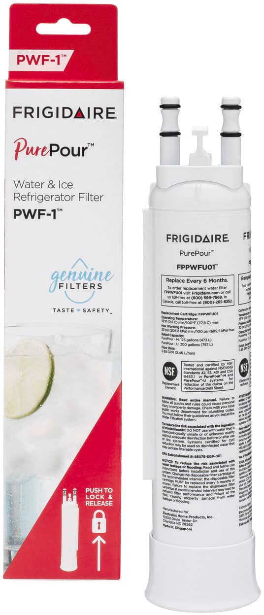 PurePour Water and Ice Refrigerator Filter PWF-1 for Select Frigidaire Refrigerators - White