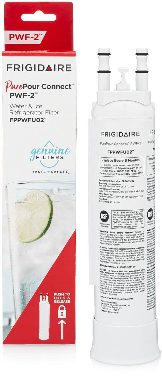 PurePour Connect PWF-2 Water and Ice Refrigerator Filter for Select Frigidaire Refrigerators - White